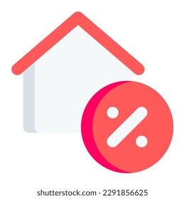 Real estate discount in flat icon. Sale, price, percentage, apartment, residential, 