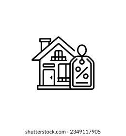 icono vector de descuento de bienes raíces. estilo de contorno de iconos de bienes raíces. uso perfecto para logotipo, presentación, sitio web y más. estilo de línea de diseño de iconos simple