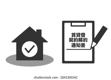 Real Estate Documents In Japanese. Translation: Notice Of Termination Of Lease Agreement.