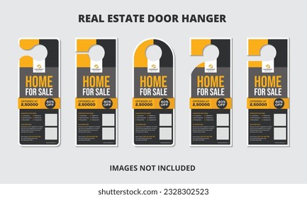 Real Estate Door Hanger design Template with 5 cutting style                                                  