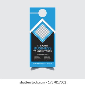 Real Estate Door Hanger and modern Door hanger mock-up Door hanger template, Flyer concept, vector template