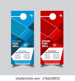 Real Estate Door Hanger and modern Door hanger mockup Door hanger template, Flyer concept, colors scheme, vector template - Vector, Corporate Business Flyer