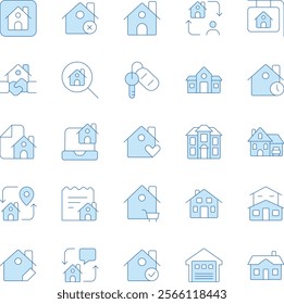 Real estate duotone vector icons pack