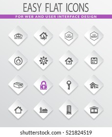Real estate easy flat web icons for user interface design