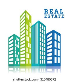 Real estate edifices and residential towers on cities, vector illustration