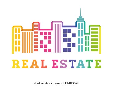 Real estate edifices and residential towers on cities, vector illustration