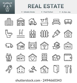 Editierbarer Symbolsatz für Immobilien