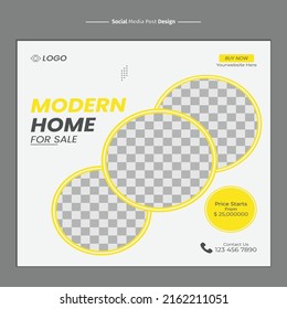 Real Estate Elegant Modern House Sale Social Media Design Or Professional Poster Template 