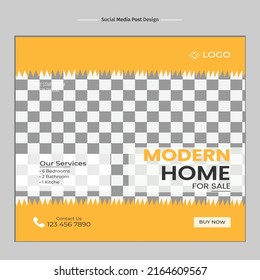 Real Estate Elegant Modern House Sale Social Media Design Or Professional Poster Template 