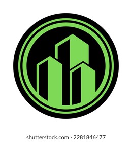 tipo de logotipo de elemento inmobiliario en el vector de círculo negro 