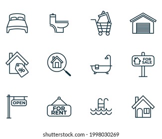 Symbolvorlage für die Symbolsammlung für die grafische und Web-Design-Kollektion, Vektorgrafik, für Real Estate-Elemente festgelegt