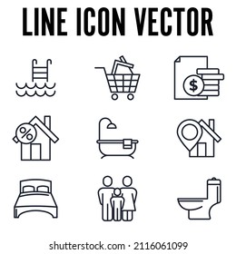 Elementos inmobiliarios conjunto plantilla de símbolo de icono para la colección de diseño gráfico y web ilustración vectorial