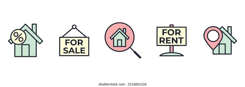 Real Estate elements set icon symbol template for graphic and web design collection logo vector illustration