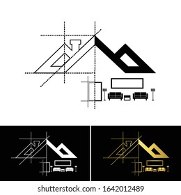 Real Estate Engineering Logo with Architectural Drawing Details