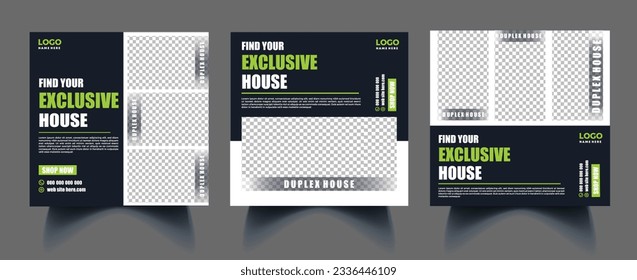 Real estate exclusive home for sale social media post template vector.