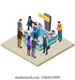 Real Estate exhibition 3d isometric vector illustration