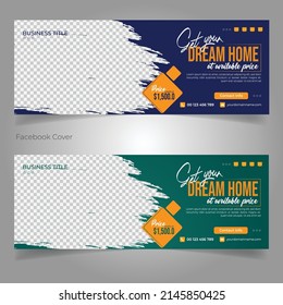 Real estate Facebook timeline cover banner, Perfect and modern home sale facebook cover banner template 