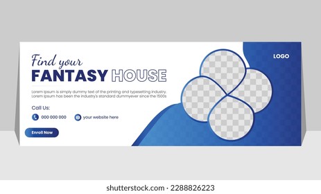 Real estate Facebook timeline cover banner, Perfect and modern home sale facebook cover banner template 