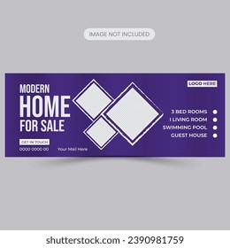 Real estate Facebook timeline cover banner, Perfect and modern home sale facebook cover banner template