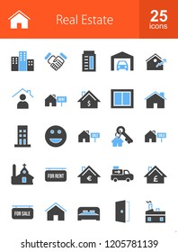 Real Estate Filled Blue & Black Icons