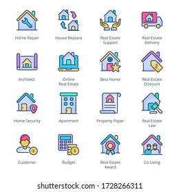 Real Estate filled line Icons - stroke, vector