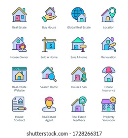 Real Estate filled line Icons - stroke, vector