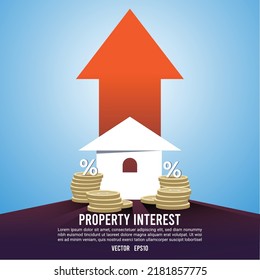 Real Estate Finance Interest Rate, Higher Percentage Charge Up.
Mortgage Rates Business Concept Of Investment Housing. Money Planing Concept, Vector Flat Style Illustration.