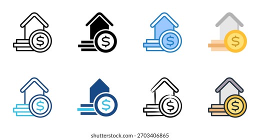 Real estate financing icon set multiple style collection 
