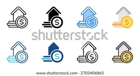 Real estate financing icon set multiple style collection 
