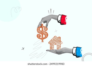 Real estate financing vector collage art template