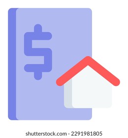 Real estate in flat icon. Mortgage, house, residential, property, sale, document