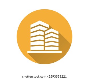 Real estate flat icon. Simple illustration with long shadow for graphic and web design.