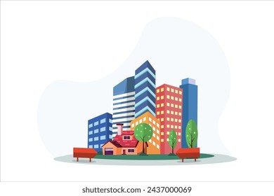 Real Estate Flat Illustration Design