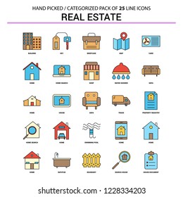 Real Estate Flat Line Icon Set - Business Concept Icons Design