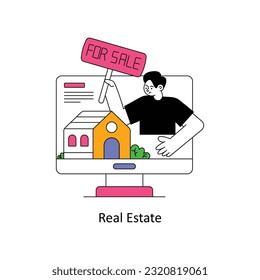 Ilustración del vector de diseño de estilo plano inmobiliario. Ilustración de acciones