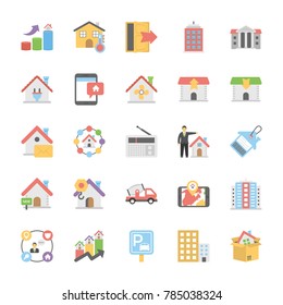 
Real Estate Flat Vector Icons
