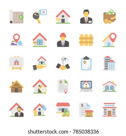 
Real Estate Flat Vector Icons Set 
