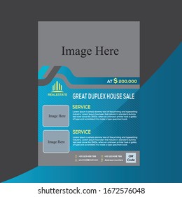 Vector azul del volante inmobiliario