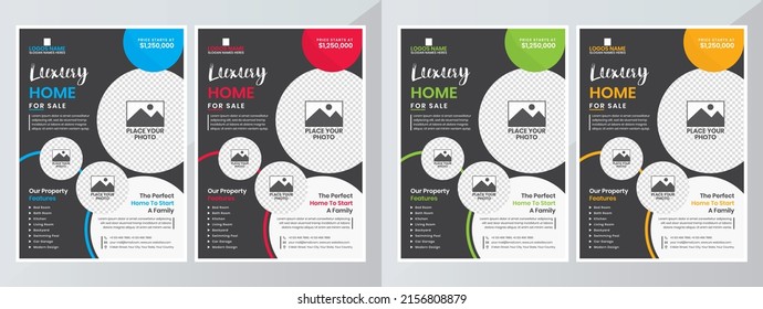 Real Estate Flyer or Brochure Template Vector Design. Modern Poster Magazine, Leaflet Layout Background. Abstract Rectangle, Shape, Four Color Variation, Easy Editable