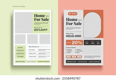 Real estate flyer bundle, property sale template, house promotion design, house square template set