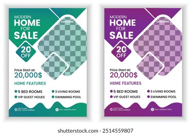 Real Estate Flyer, Corporate Real Estate Template, Unique Flyer Design, Vector Flyer, Print Ready Template