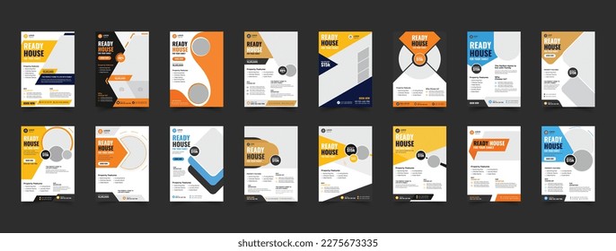 Real estate flyer design bundle, Corporate home flyer template for sale, real estate agent flier, property sale flyer, clean realtor design bundle for print, home sale flyer for rent