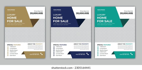 Real Estate Flyer Design bundle, property sale flyer design, flyer design for print . Construction dream house Business Flyer Template. for social media banner ads.