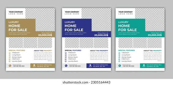 Real Estate Flyer Design bundle, property sale flyer design, flyer design for print . Construction dream house Business Flyer Template. for social media banner ads.