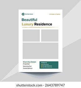 Design de panfleto imobiliário, Panfleto de negócios corporativos para imóveis, folheto de venda de propriedades, Home flyer