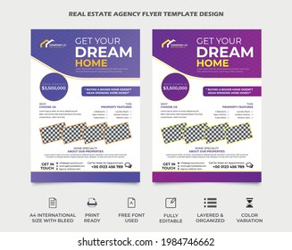 real estate flyer design, four images can use in the template. two color variation, template looks professional. a4 size, vector eps 10 version. business flyer design, professional corporate flyer, a4
