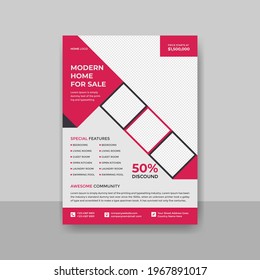 Real estate flyer design for home sale business company, Flyer design. Corporate business report cover, brochure or flyer design. Leaflet presentation. Teal Flyer with abstract circle,