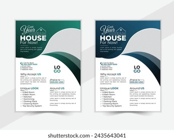 Real estate flyer design, layout, vector, abstract