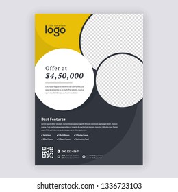 Real Estate flyer Design template . Saving money to buy a house. Layout in A4 size. - Vector