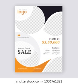 Real Estate flyer Design template . Saving money to buy a house. Layout in A4 size. - Vector